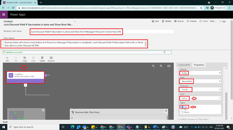 Business Rules with Actions Lock,Unlock and Show Error Message